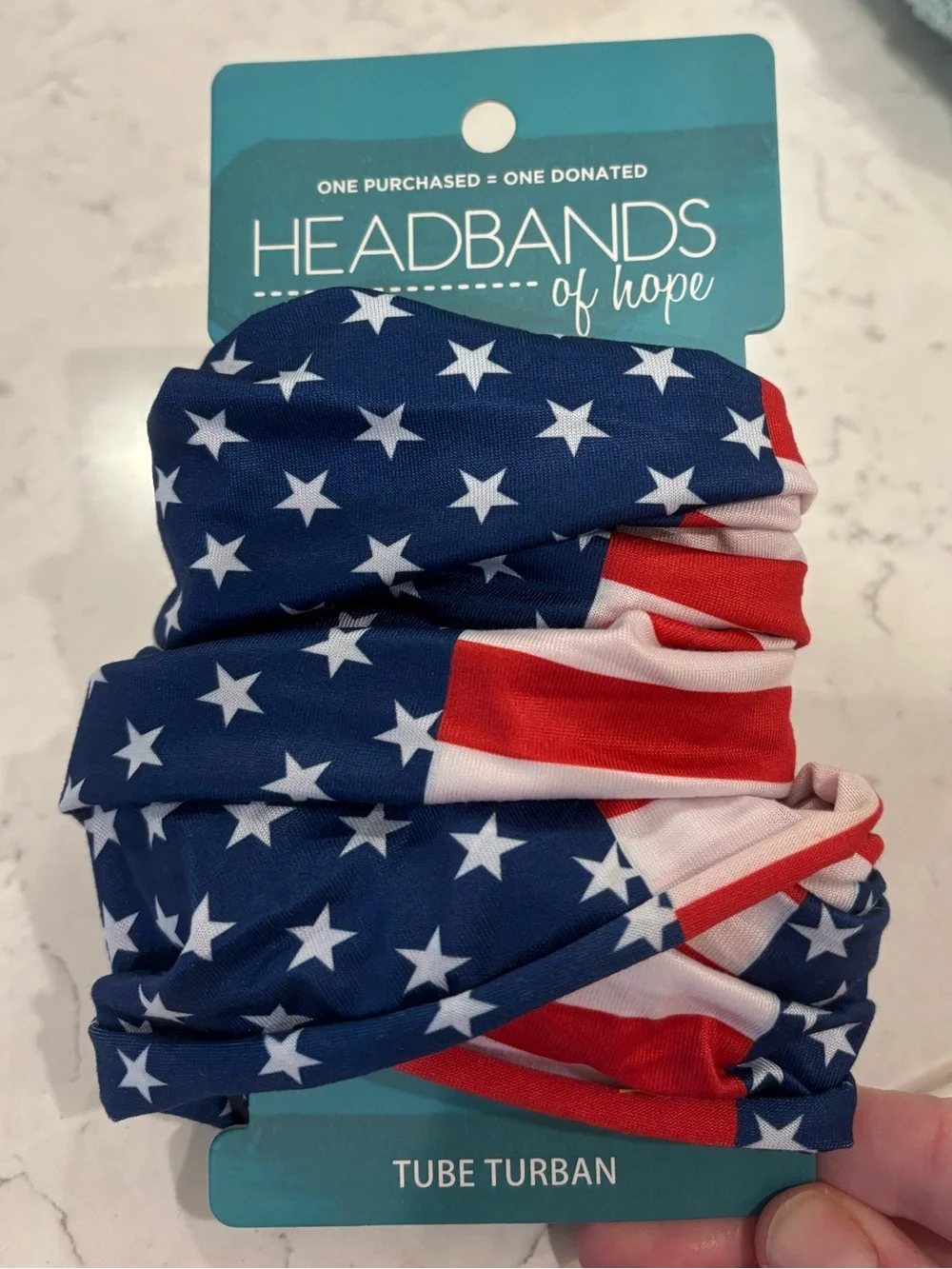 ❤️🤍💙NWT Headbands of Hope Women’s American Flag Tube Turban Headband❤️🤍💙